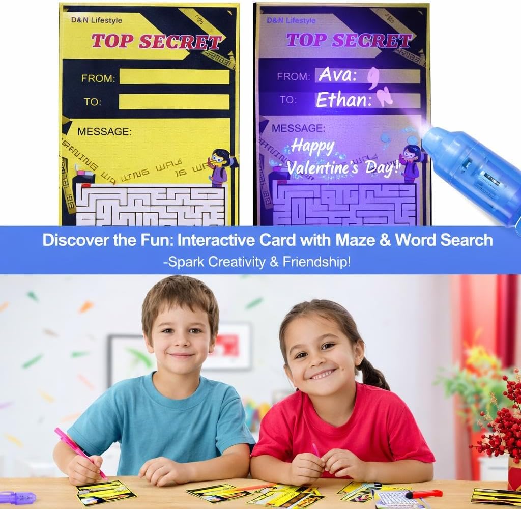 D&N Lifestyle invisible ink pens for kids, 24 UV secret message pens with activity cards and gift ba - view 10