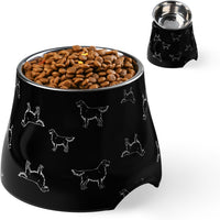 Elevated Dog Bowls with Stainless Steel Bowl - Black / M/2 Cups
