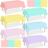 4Pcs Pastel Tablecloths, Mix Color Plastic Tablecloth Disposable Rectangle Table Covers for Baby - Pastel Rectangle / 24pcs