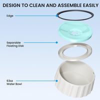 9.1" X 3.5" Dog Water Bowl No Spill 70oz/2L Large Capacity Dispenser - Green - image 3
