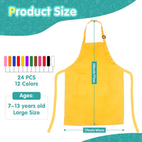Ecoofor kids aprons set, 24 chef aprons in 12 bright colors with two front pockets - view 3