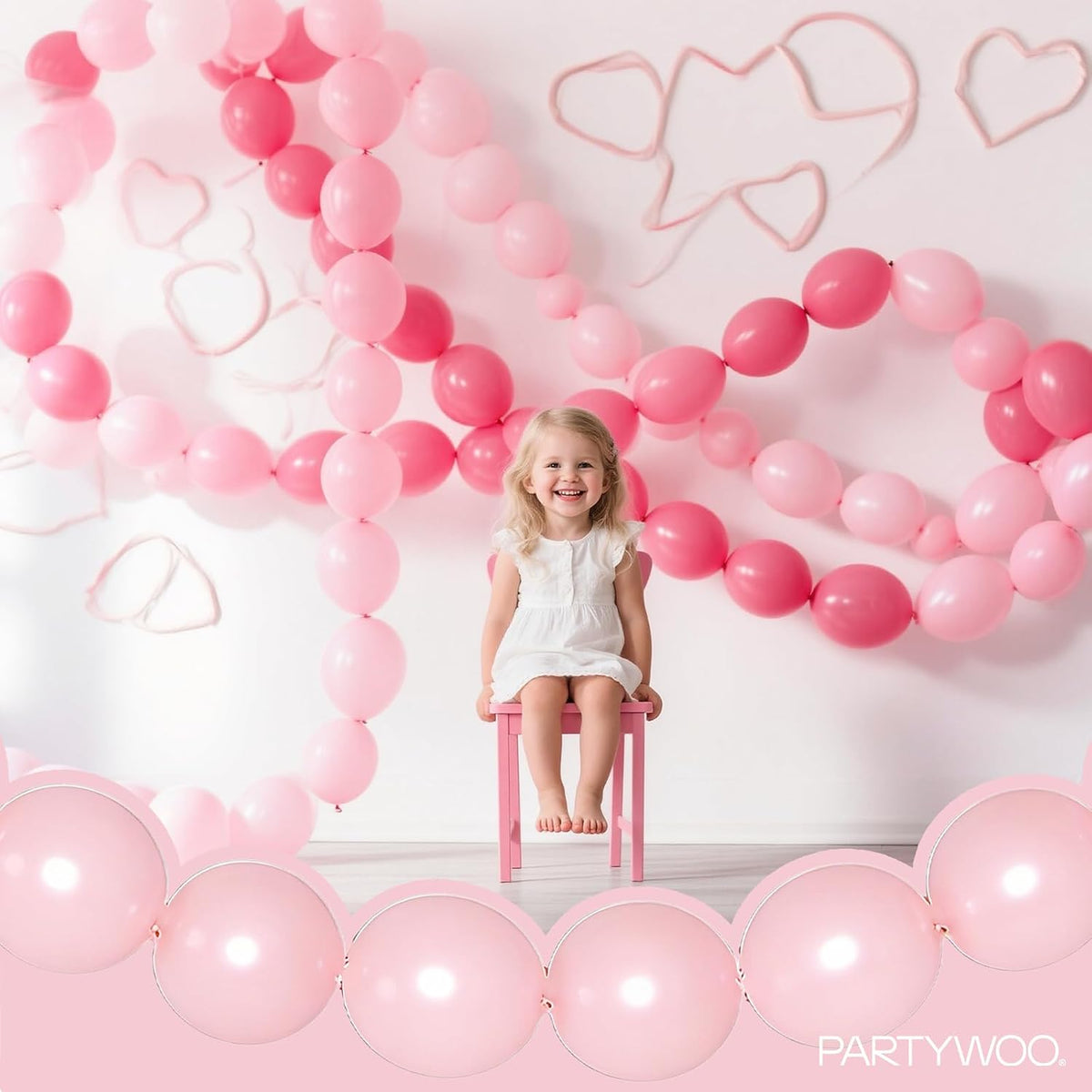 PartyWoo 100 white 6 inch linking balloons for garlands and arches - view 32