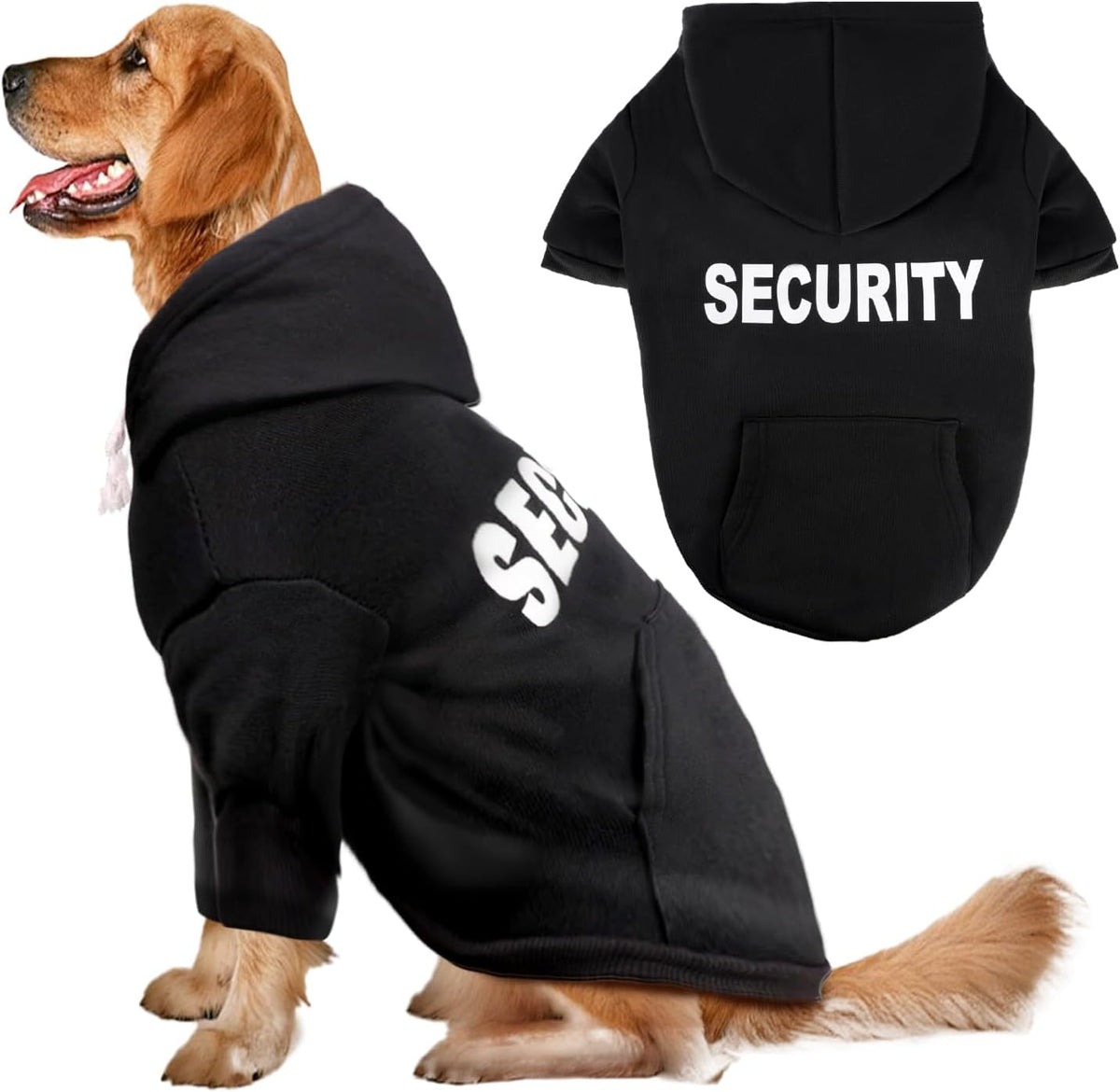 Dog Basic Hoodie Soft Dog Clothes Cold Weather Sweaters for Medium - Security / XL (Back: 24.8",Chest: 33.86", 35-55lbs)