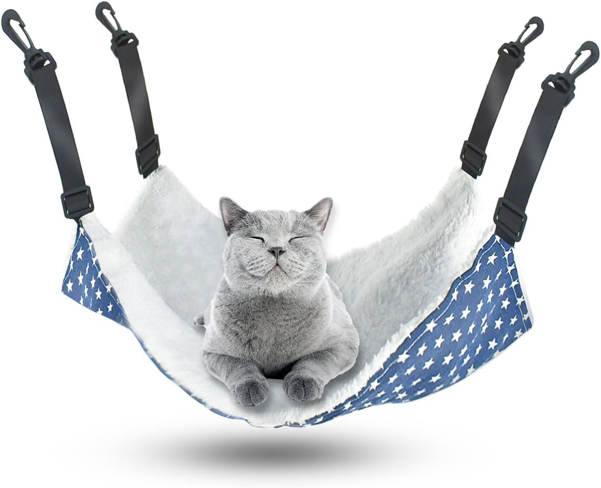 Pet Hammock for Cage Reversible Cat Hanging Hammock Soft Hanging Bed