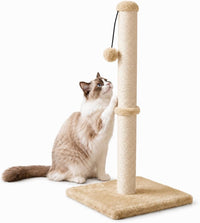 Dimaka Tall Cat Scratching Post Tree Scratcher with Sisal Rope - Light Brown / 29 inches for All Cats