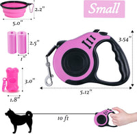 Retractable Dog Leash, 10 FT Dog Leash for Small Medium Dogs up to 22lbs, Pet Tape with Anti Slip - 10ft (for Dogs Up to 22lbs) / Pink - image 2