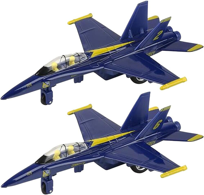 ArtCreativity diecast F-18 Blue Angels pullback toy jets, set of 2 in blue and yellow