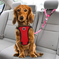 Lukovee Dog Car Seat Belt, Headrest Restraint, Headrest - A.Fluorescent Pink / Headrest + Clip, 2 Pcs - image 3