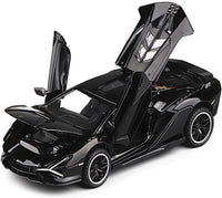 Lambo Toy Car Sian FKP3 Die-Cast Car Model with Lights and Sound Pull - Black