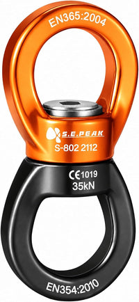 S.E.PEAK black anodized aluminum 35kN swing swivel with 360 degree rotation - view 2