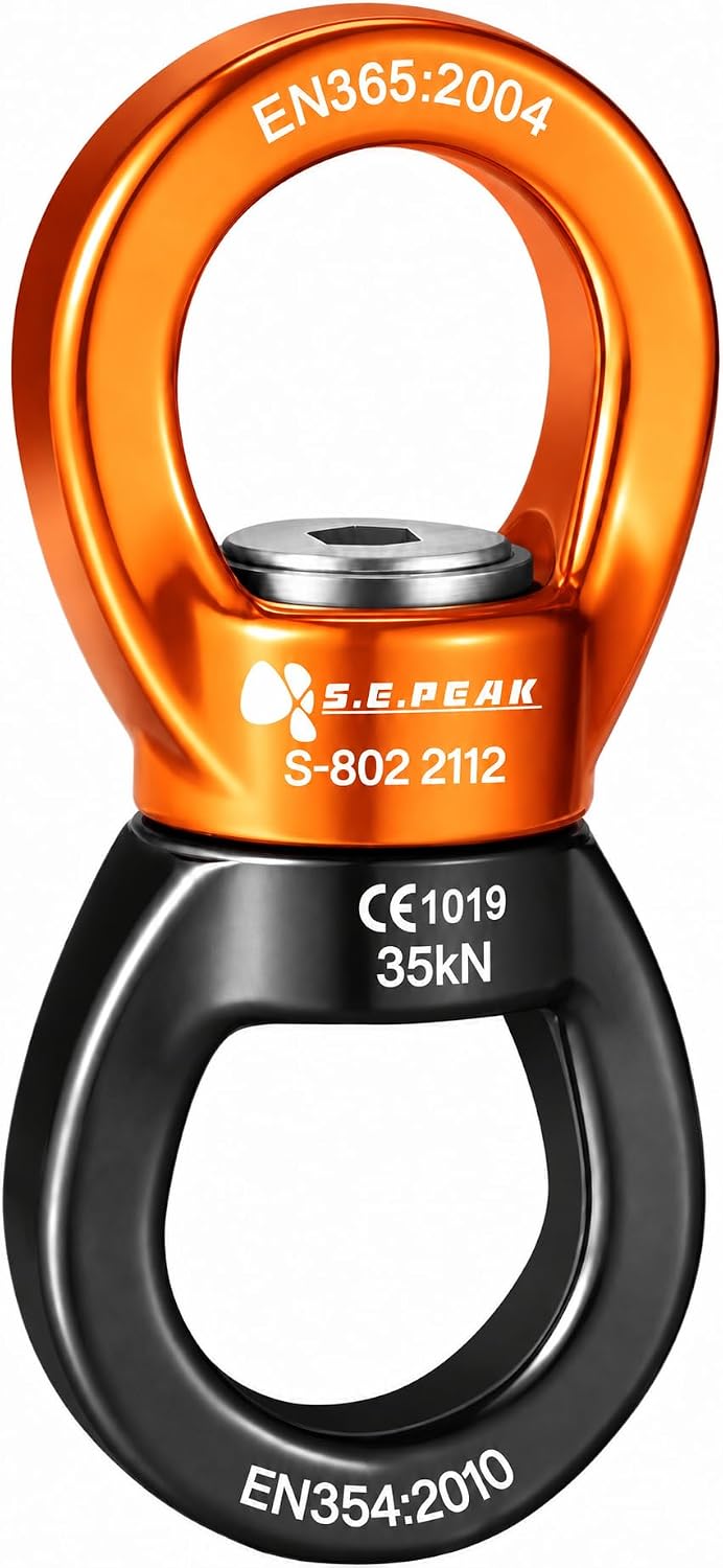 S.E.PEAK black anodized aluminum 35kN swing swivel with 360 degree rotation - view 2