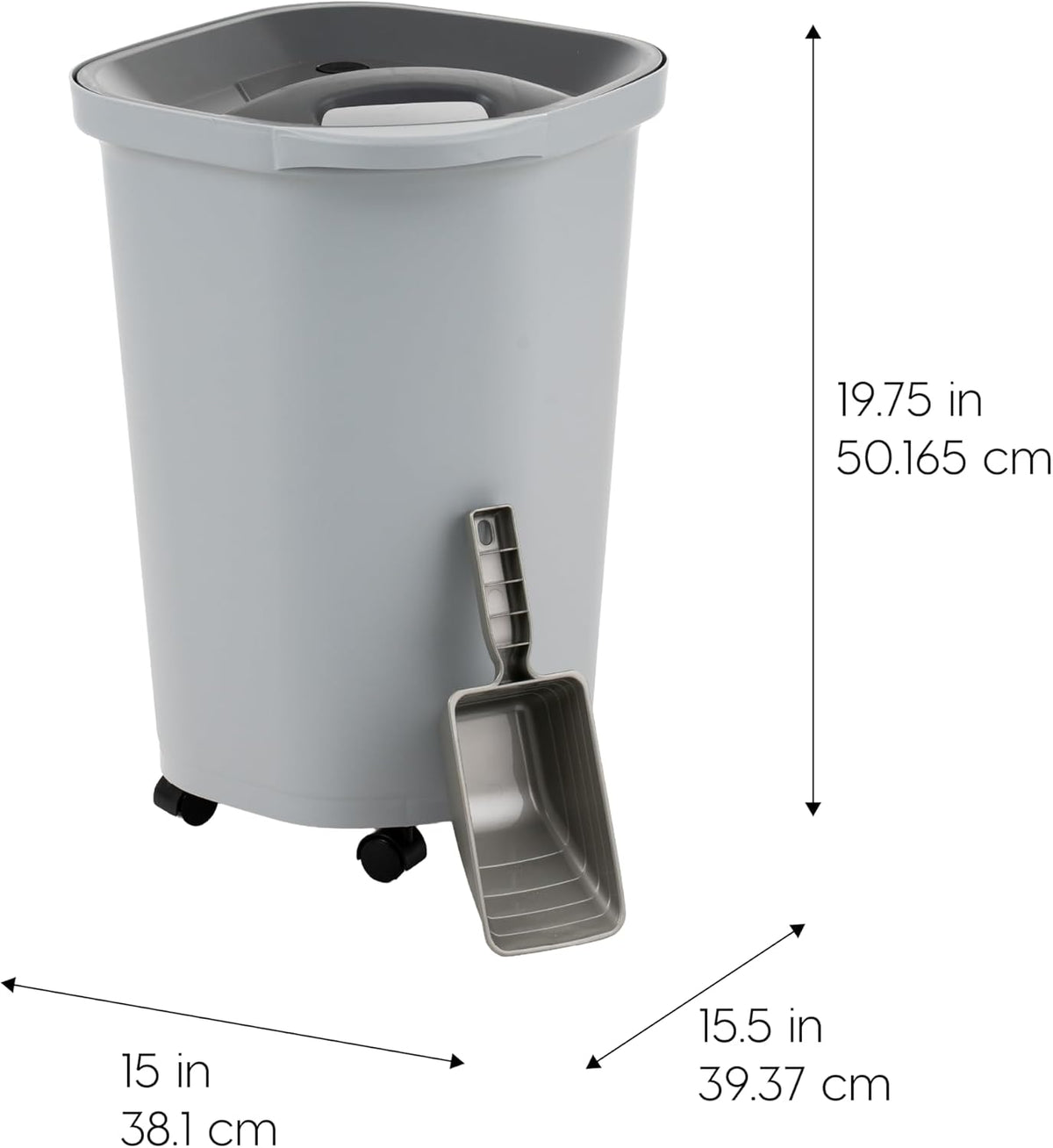 IRIS USA Airtight Pet Food Storage Rolling Container - 25 lbs / Gray/Dark Gray - image 3