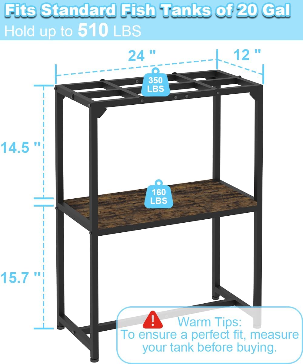 Mondazie 20-30 Gallon Fish Tank Stand, 30" L x 12" W x 32.2" H - Standard 20 Gal Black - image 2