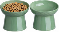 YauYik Small Raised Cat Bowls - GREEN-2PC