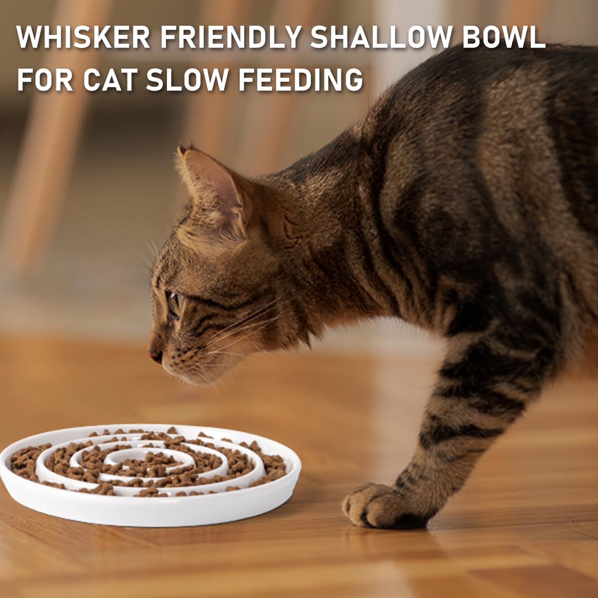 Ceramic Cat Slow Feeder,Shallow and Wide Opening Dish for Whisker Friendly – Essentials for Cats - 3 Rings Maze - image 2