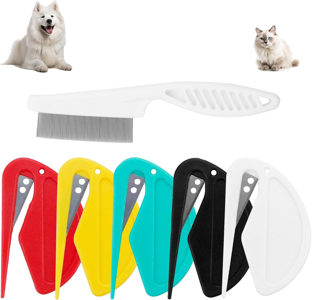 6 Pcs Pet Multifunctional Knotting Comb for Dogs, Cats, Puppies