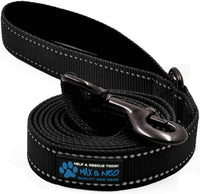 Max and Neo Reflective Nylon Dog Leash - 6 FT x 1" Wide / BLACK