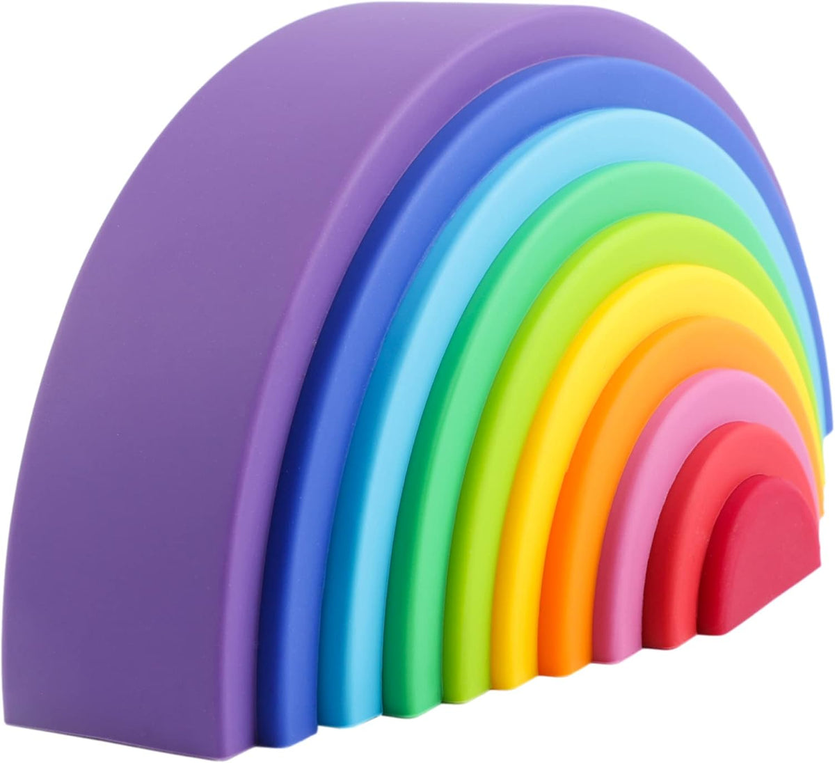 BLUE GINKGO 10-Piece Silicone Rainbow Stacker, Montessori Toy - 10 Layer