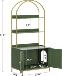 Cat Litter Box Enclosure with 2-Tier Shelves - Green and Gold - image 4