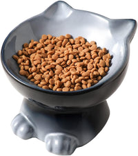 Nihow Ceramic Basic Cat Bowls: 5 Inch Cat Bowl for Food & Water – Essentials for Cats - 6.8 OZ / Gray