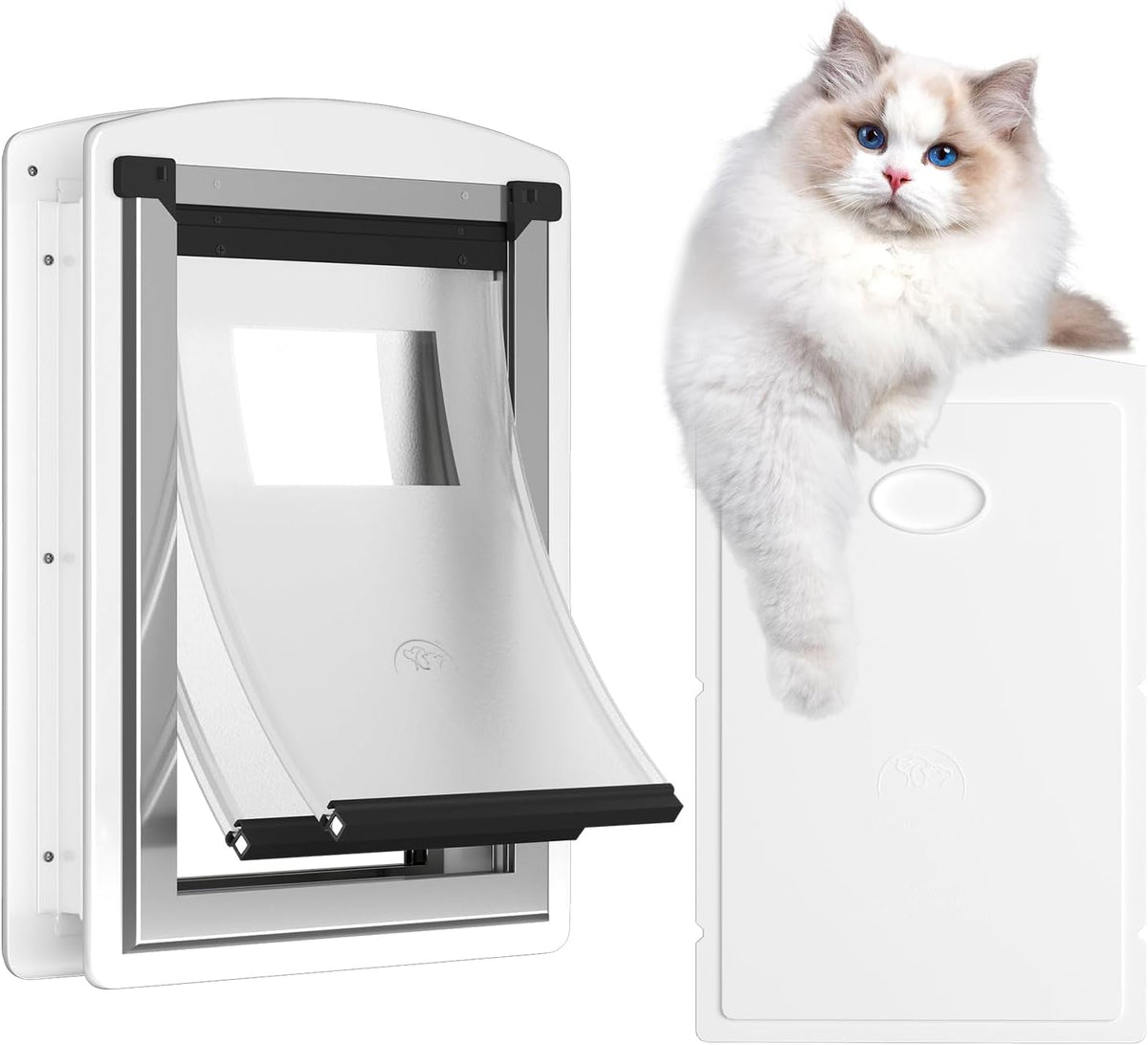 Cat Door for Exterior & Interior Doors with Steel Frame – Essentials for Cats - Small