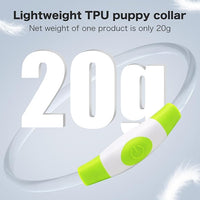 BSEEN Light Up Dog Collar - Rainproof Rechargeable LED Dog Collar - TPU Cuttable Glowing Pet Collar for Small Dogs& Cats - Puppy Safety Dog Lights for Night Walking (XS- Green 40cm)