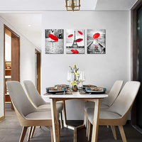Black and white landscape Eiffel Tower 3 Piece Wall Art for Living Room Bathroom Decorations Kitchen Wall decor modern red umbrella Poster Canvas Print Office Bedroom Home Decoration wall paintings