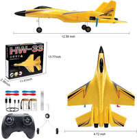 SU-27 RC Airplane,2.4GHz 2 Channel Remote Control Plane with Gyro Night Lights and 2 Batteries - Su27 Yellow - image 2