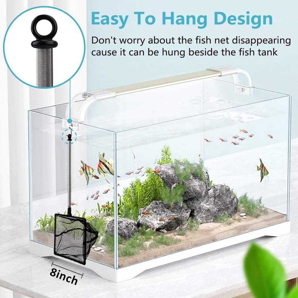 Fish Net for Fish Tank, Fine Mesh Aquarium Net with 9-24 Inch Stainless Steel Long Handle - 8 inch - image 3