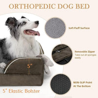 Comfort Expression XL Dog Bed for Extra Large Dogs, Waterproof Orthopedic Foam Dogs Beds with Bolster, Washable Dog Sofa Pet Bed with Removable Cover & Non-Slip Bottom(X-Large,Dark Green)