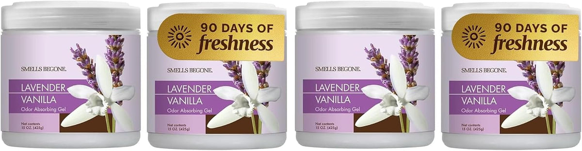 SMELLS BEGONE 15oz Gel Odor Eliminator - Lavender Vanilla / 15 Ounce (Pack of 4)
