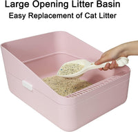 Open Cat Litter Box:Odor Reducing Anti Splash Design – Daily Care for Cats - Pink M - image 2