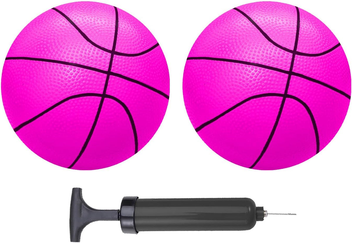 ABAJI Mini Basketballs 2 Pack 5" Set with Pump Needle Durable - Pink