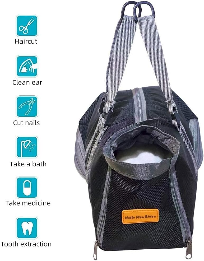Cinf Cat Restraint Grooming Bag - L (12-18lbs) / Black - image 4