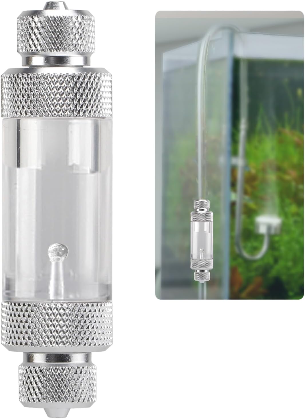 Aquarium CO2 Bubble Counter with Built-in Check Valve for CO2 - double-head
