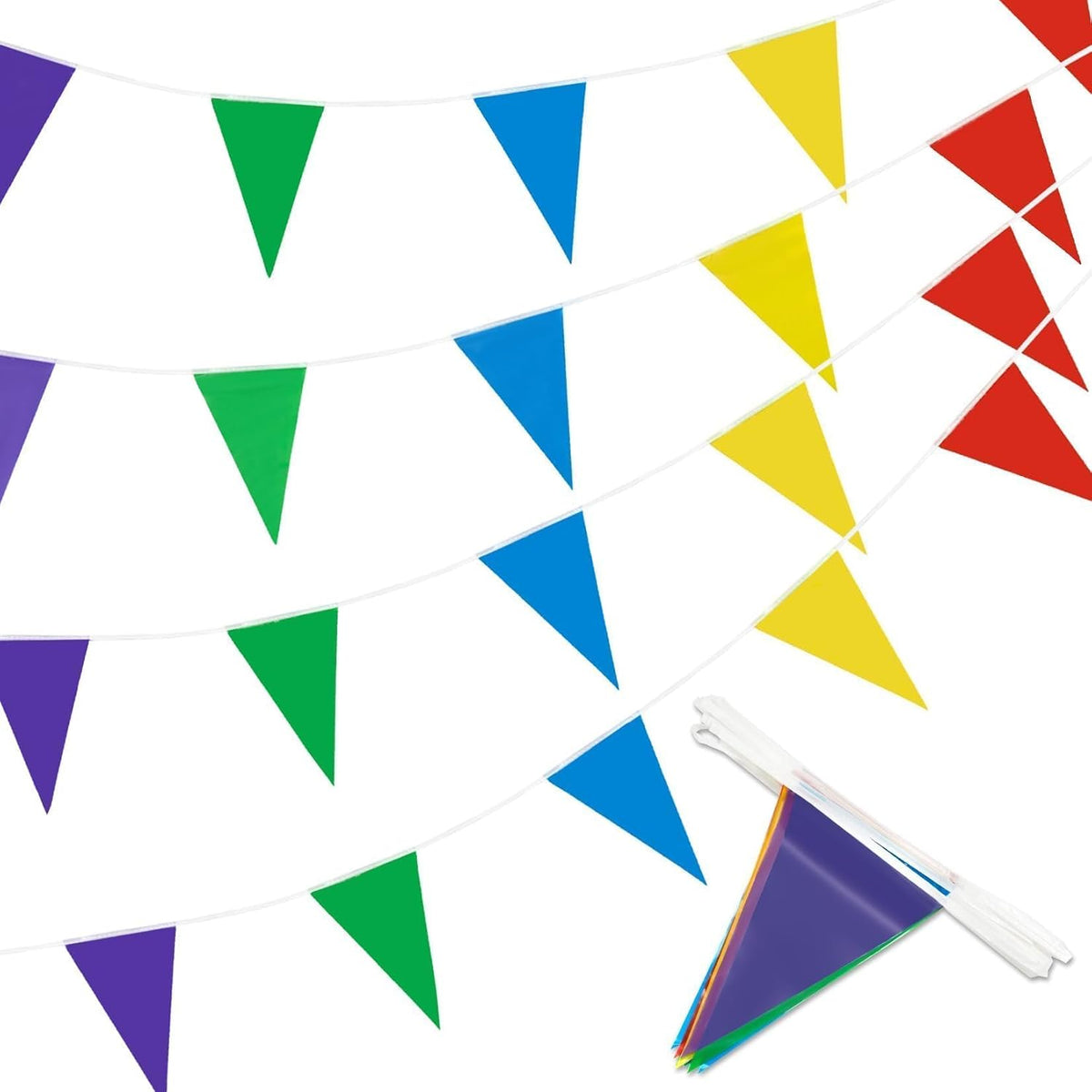 MAQIHAN 52.5 Ft Colorful Pennant Banner Flags - 5 Colours - 3PCS
