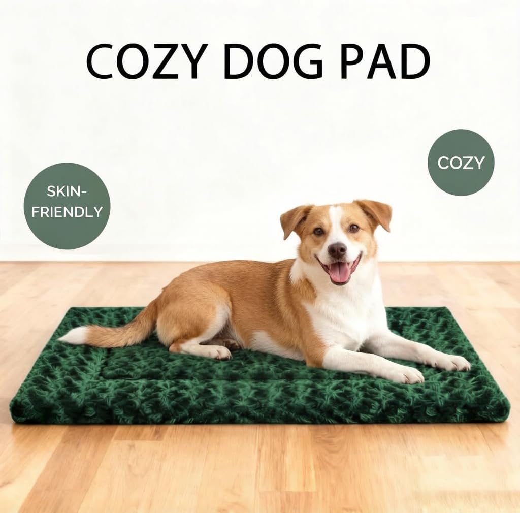 Dog Bed Mat, Reversible Crate Pad - 30"L*20"W*1.5"Th / Forest Green-1pc - image 2