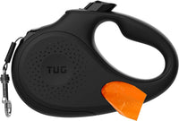 TUG Oval 360° Tangle-Free Retractable Dog Leash with Integrated Waste - Black / Medium