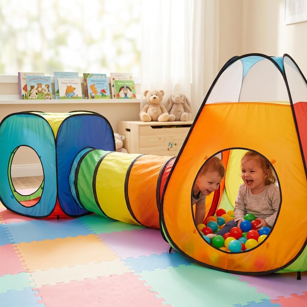 Kids Play Tunnel Tent for Toddlers - 3 Pcs B - image 2