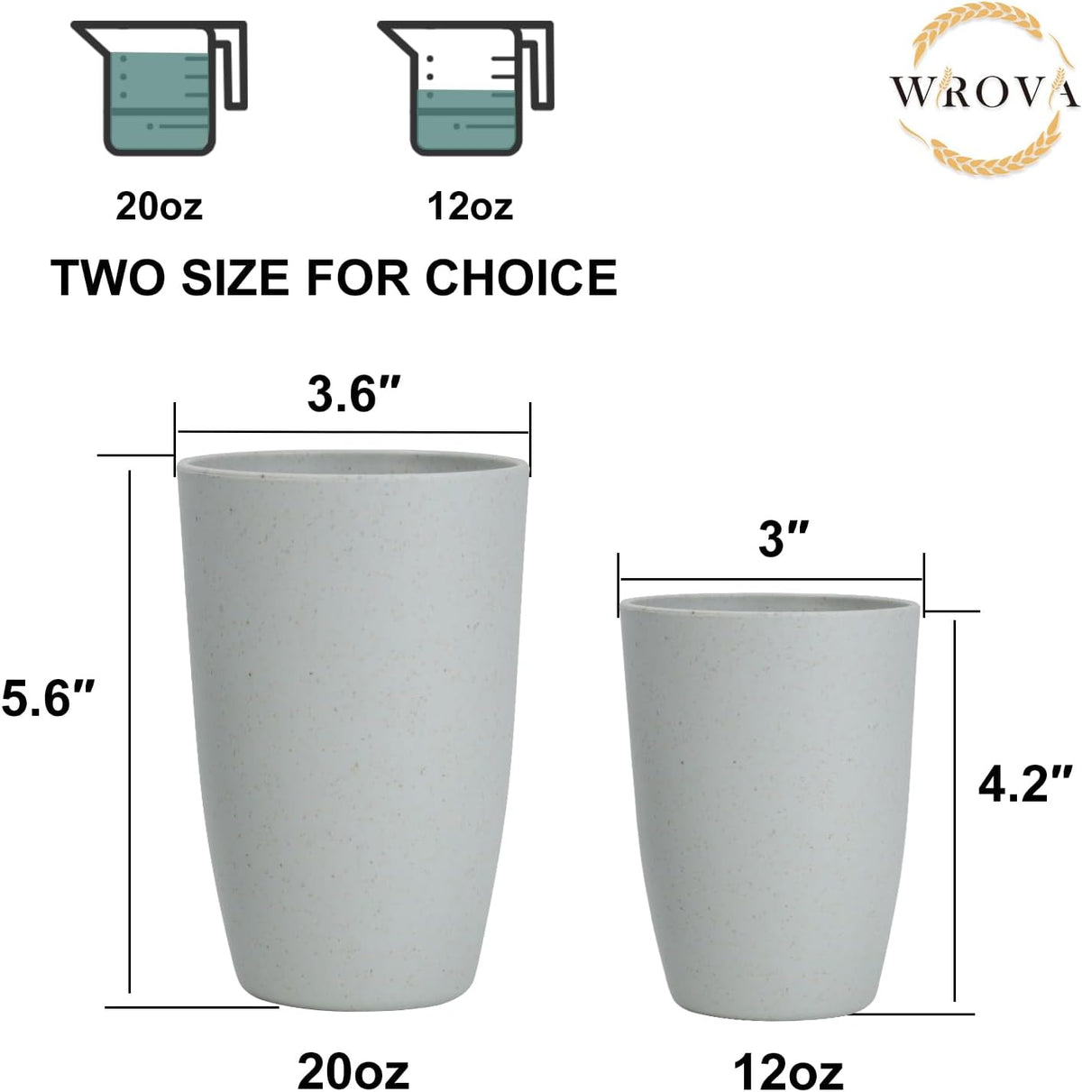 Wrova set of 8 black reusable wheat straw cups, 20 oz, stackable - view 21