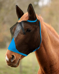 Hilltown Adjustable Fly Mask for Horse with Ears - UV-Block, Large Eye Space, Breathable, Built to Last, Comfort Fit - Horse Fly Mask for Daily Stable, Hot Weather Riding & Competition - Full, Blue