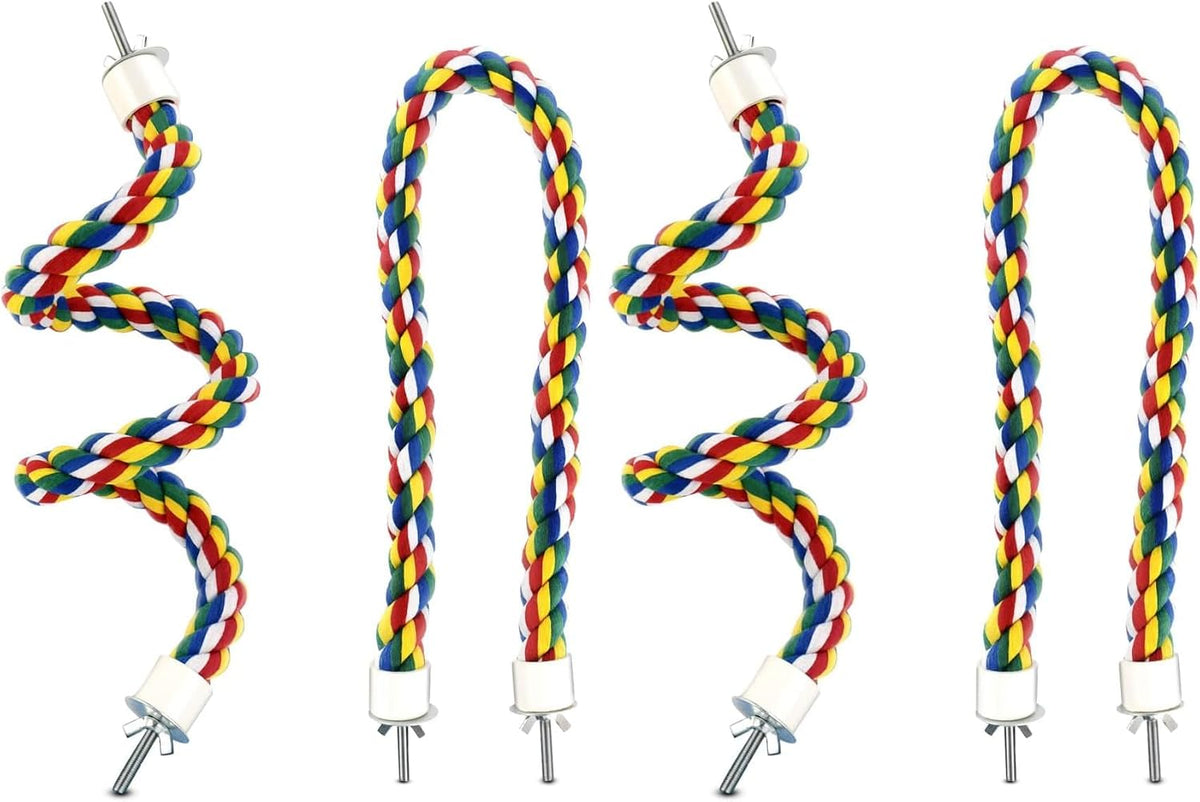 23.6 Inches Colorful Rope Perch for Bird Bungee Climbing Swing Parrot – Essentials for Birds - 23.6 inches (Pack of 2)