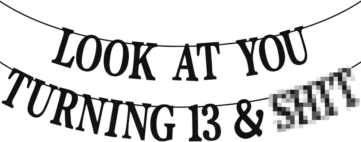 Black Glitter Look at You Turning 25 & Sh*t Banner - 13