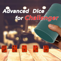 Six Senses Media dice stacking cup set with green cup, purple 19 mm dice, red 18 mm dice and storage - view 3