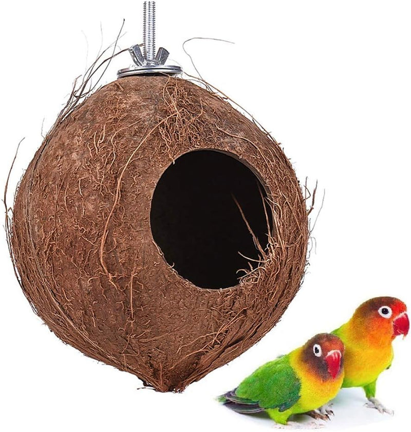 YJJKJ Pet Bird Natural Coconut Shell Bird House Parakeet Budgie - Diameter:5.1"