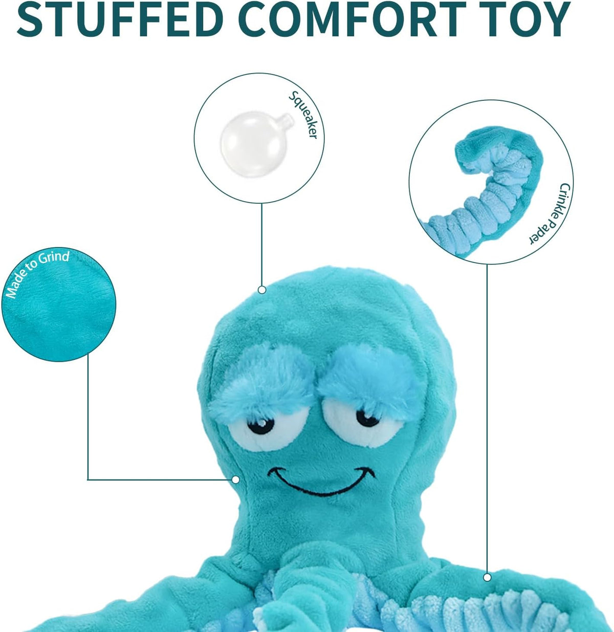 2-in-1 No-Stuffing Hedgehog Dog Toys 3 PCS - Octopus dog toys - image 2