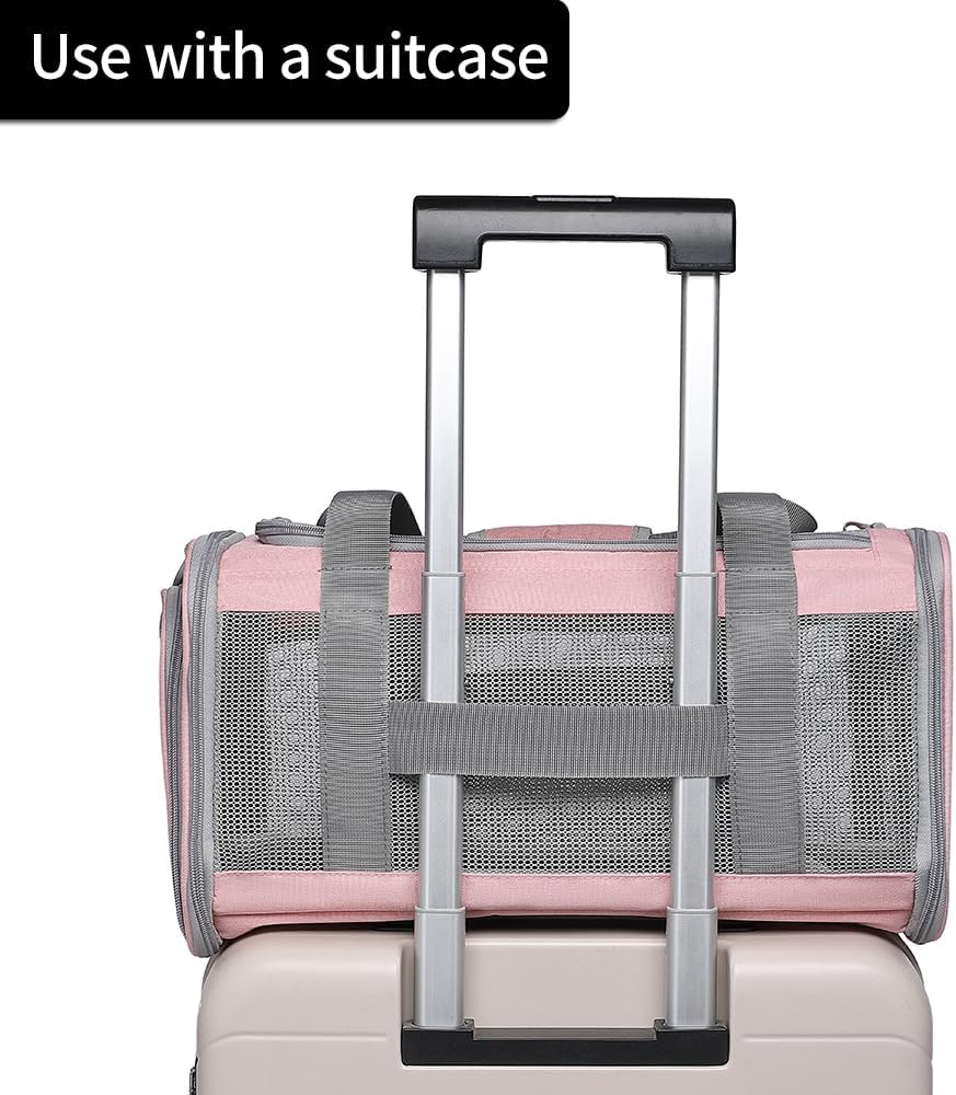 Airline Approved Pet Carrier for Cats and Small Dogs - pink / 17.0"L x 12.0"W x 12.5"H - image 4