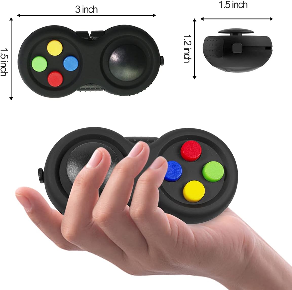 UOOEFUN fidget controller pad with joystick, buttons and gear roller, black and green - view 14