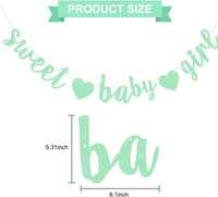 BEISHIDA Pre-Strung Glitter Champagne Girl Baby Banner Baby Shower - Light Green - image 3
