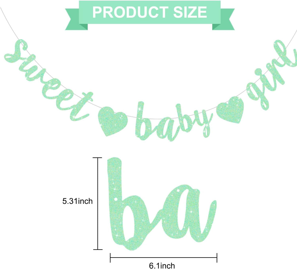 BEISHIDA Pre-Strung Glitter Champagne Girl Baby Banner Baby Shower - Light Green - image 3